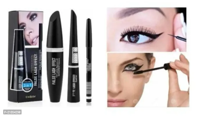 Combo of 5in1 Red Lipstick with 3in1 Eyeliner Mascara Eyebrow Pencil, 36Hr Liquid Eyeliner  Kajal-thumb2