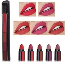 Combo of 5in1 Red Lipstick with 3in1 Eyeliner Mascara Eyebrow Pencil, 36Hr Liquid Eyeliner  Kajal-thumb3