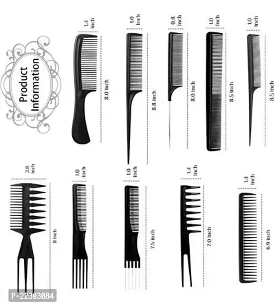 Professional Multipurpose 10 Pcs Hair Comb Set Hair Brush for Hair Cutting and Styling with Derma Roller with Micro Needles (0.5mm) Suitable for Beard, Reduces Hair Fall Easy to use-thumb4