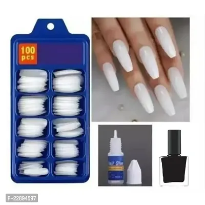 Artificial/Fake Nails Set with Glue or Black Nail Paint/Polish-thumb0