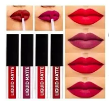 Lipstick Liquid Matte Red Edition Set, 5in1 Makeup Brush, 2pcs Liquid Eyeliner 36h or Beauty Blender Puff-thumb1