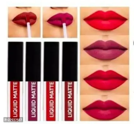 Lipstick Liquid Matte Red Edition Set, 5in1 Makeup Brush, 2pcs Liquid Eyeliner 36h or Beauty Blender Puff-thumb2