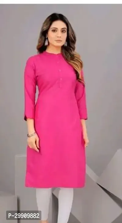 Stylish Pink Rayon Stitched Kurta For Women-thumb0