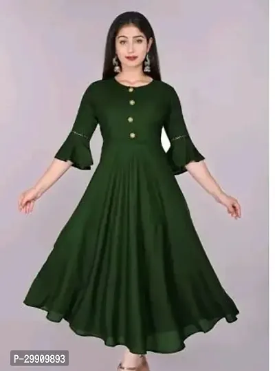 Stylish Green Rayon Stitched Kurta For Women-thumb0