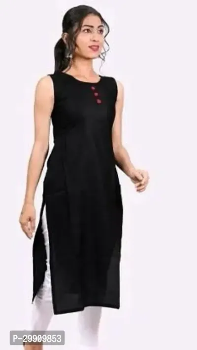 Stylish Black Rayon Stitched Kurta For Women-thumb0