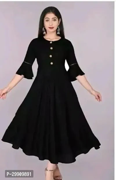 Stylish Black Rayon Stitched Kurta For Women-thumb0