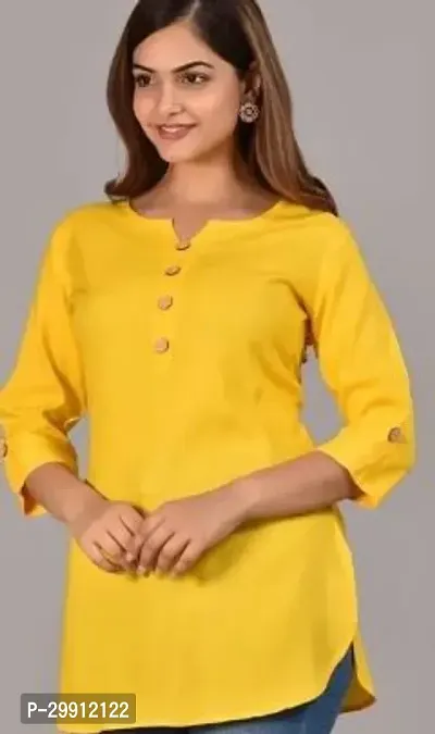 Elegant Yellow Rayon Solid Tunic For Women