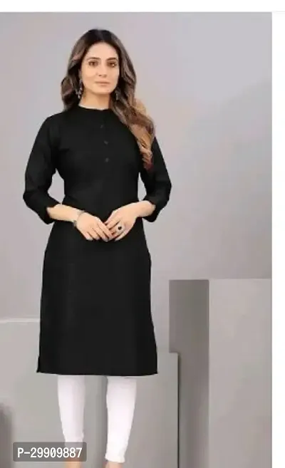 Stylish Black Rayon Stitched Kurta For Women-thumb0