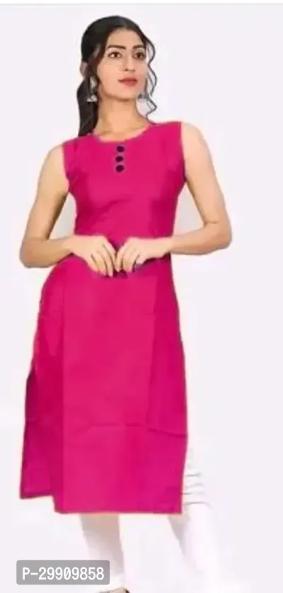 Stylish Pink Rayon Stitched Kurta For Women-thumb0