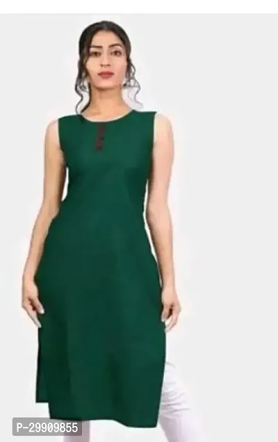 Stylish Green Rayon Stitched Kurta For Women-thumb0