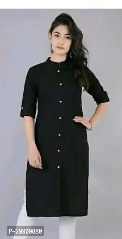 Stylish Black Rayon Stitched Kurta For Women-thumb0