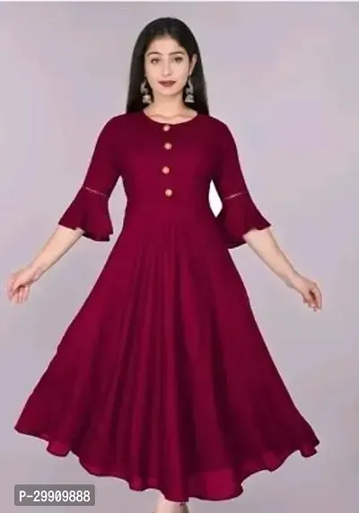 Stylish Maroon Rayon Stitched Kurta For Women