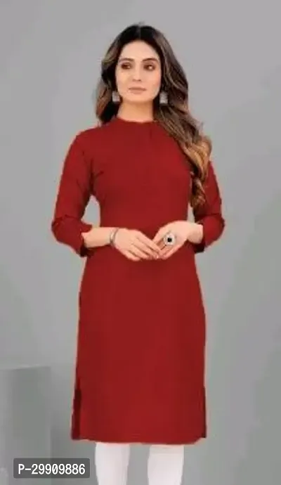 Stylish Maroon Rayon Stitched Kurta For Women