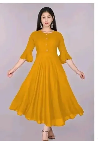 Fancy Solid Viscose Rayon Anarkali Kurta