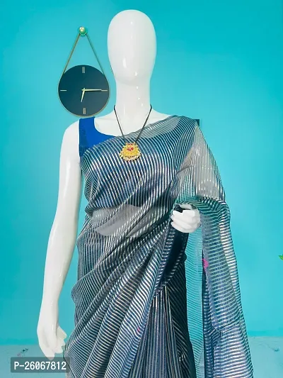 Elegant Blue Art Silk Saree With Blouse Piece For Women-thumb2
