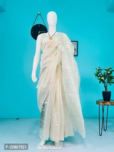 Elegant White Art Silk Saree With Blouse Piece For Women