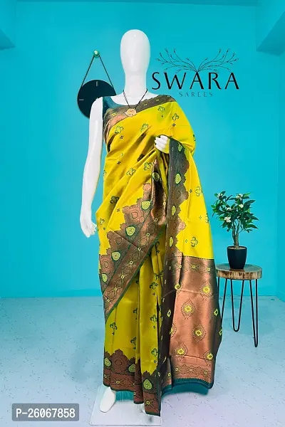 Elegant Yellow Art Silk Saree With Blouse Piece For Women