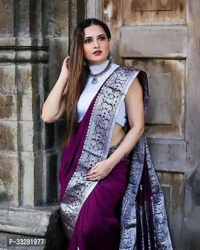 Stylish Purple Art Silk Jacquard Saree with Blouse piece For Women