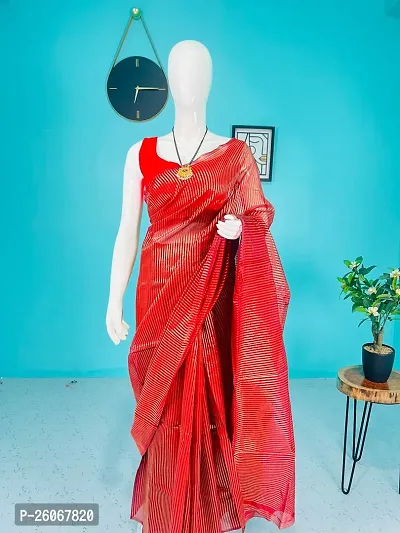 Elegant Red Art Silk Saree With Blouse Piece For Women