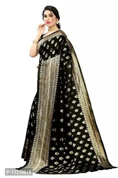 Stylish Banarasi Silk Zari Woven Saree With Blouse Piece For Women