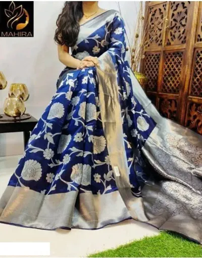 New In Silk Blend Saree with Blouse piece 