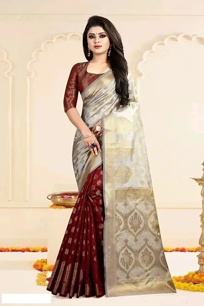 Beautiful Art Silk Jacquard Saree with Blouse Piece