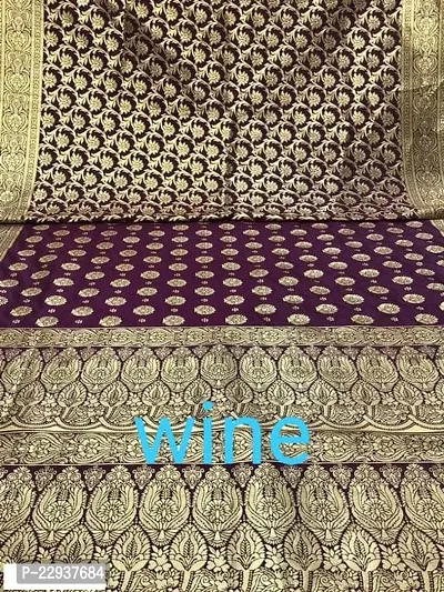 Party Wear Beautiful Banarasi Silk wine Saree With Blouse Pease-thumb0