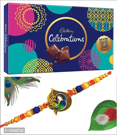 Classic Rakhi For Brother with Celebration Gift Pack|Roli and Chawal|Rakhi for Brother with Chocolate Gift-thumb0