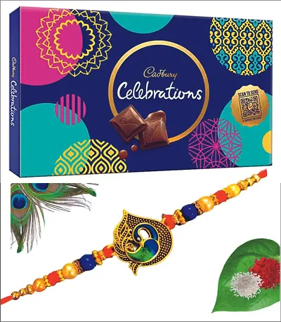 Classic Rakhi For Brother with Celebration Gift Pack|Roli and Chawal|Rakhi for Brother with Chocolate Gift