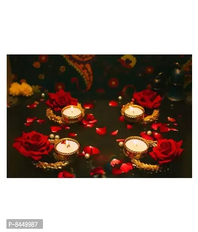 Rose Tealight Candle Holder Set For Diwali Decoration Christmas And Party Decorations-thumb0