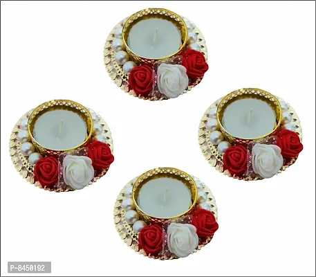 Flowers Tealight Candle Holder Set For Diwali Decoration Christmas And Party Decorations-thumb0