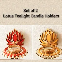 Lotus Tealight Candle Holder Set For Diwali Decoration Christmas And Party Decorations-thumb1