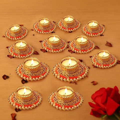 Lotus Tealight Candle Holder For Diwali Decoration And Party Decorations Pack Of 12