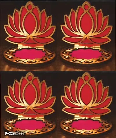 Giftnotch Lotus Tealight Holder Rangoli Tealight Holder Rangoli Diya Rangoli Stand Pink Lotus Tealight Holder Set of 4 B12-thumb0