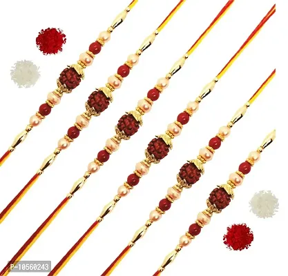 GiftZilla|Rudraksh Designer Rakhi |Set of 6| Roli Tilak Pack | Rakhi For Brother|Designer Rakhi |Rakhi for bhai/Bhaiya|GZ6