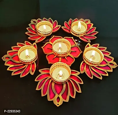 Giftnotch Diwali Home D cor Lotus Decoration Items Lotus Candle Stand Handmades Giftnotch Decoration Diwali Gift Home Decoration Item Set of 6 B5