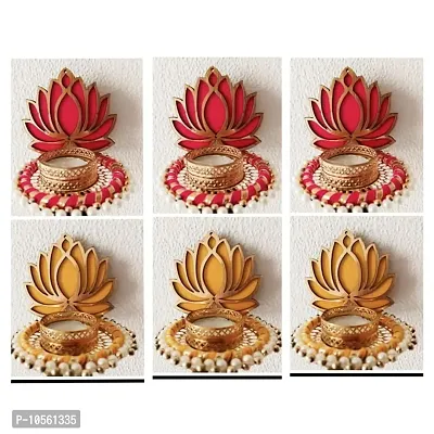 GiftZilla|Handmade tealight Candle Holders|Rangoli Candle Holders|Diwali Decorations|Floral Rangoli Floor Decorations|Diwali diyas|Diwali Lights|Diwali Candles|Set of 6|S152-thumb0