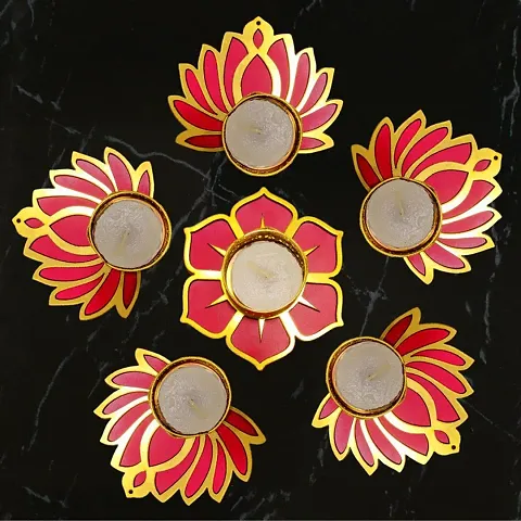 Rangoli Lotus Set Diya Holder Candle stand