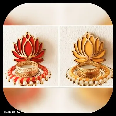 GiftZilla|Handmade tealight Candle Holders|Rangoli Candle Holders|Diwali Decorations|Floral Rangoli Floor Decorations|Diwali diyas|Diwali Lights|Diwali Candles|Set of 2|S149-thumb0