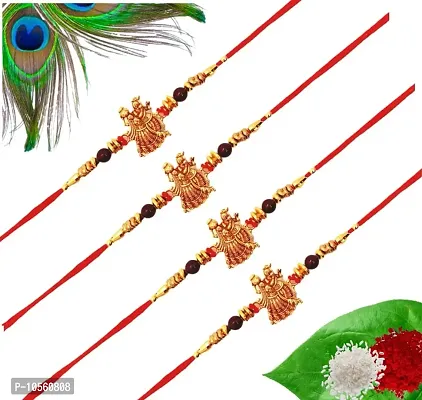 TGB||Radha Ji and shree Krishna Designer Rakhi |Set of 4| Roli Tilak Pack | Rakhi For Brother|Designer Rakhi |Rakhi for bhai/Bhaiya|Sleek Rakhi for Brother-thumb0