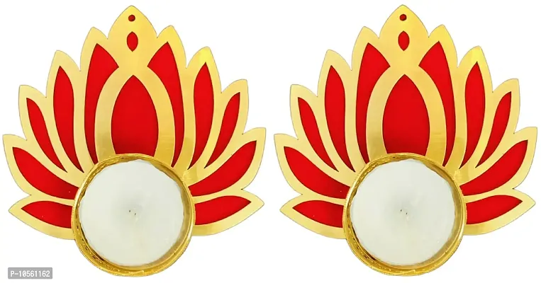 GiftZilla| Diwali Diya Tealight Candle Holder/Diwali Home Decoration/Diwali Gift/Colorful Indian Decoration for Festivals|Pack of 2|L85-thumb0