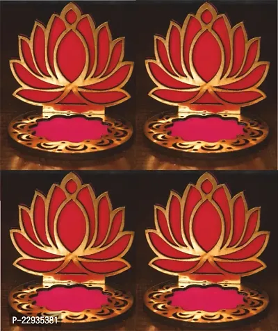 Giftnotch Diwali Decoration Items for Home Lotus Tea Light Holder for Home Decor Diwali Decor Wedding and All Festival D cor Set of 4 B17