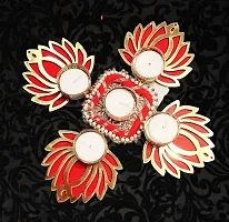 GiftZilla|Handmade tealight Candle Holders|Set of 6|Floral Rangoli Floor Decorations|Diwali diyas|Diwali Lights|Diwali Candles|SqL141-thumb3