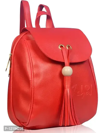 Roy variety's Stylish Trendy tuff Quality Genuine P.U Leather College School Casual Backpack Bag (Blue) (RED)-thumb2