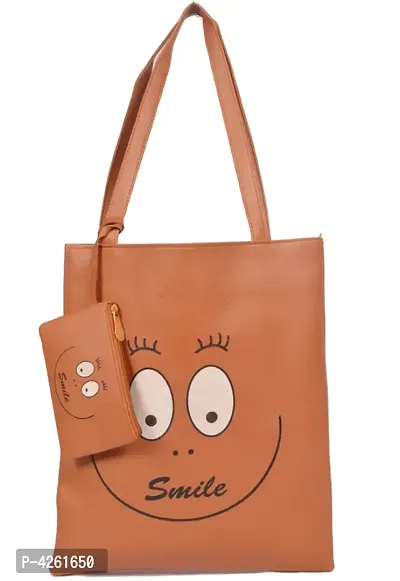 Premium PU Leather Smile Printed Combo Bag For women-thumb0
