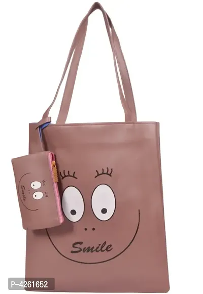 Premium PU Leather Smile Printed Combo Bag For women-thumb0
