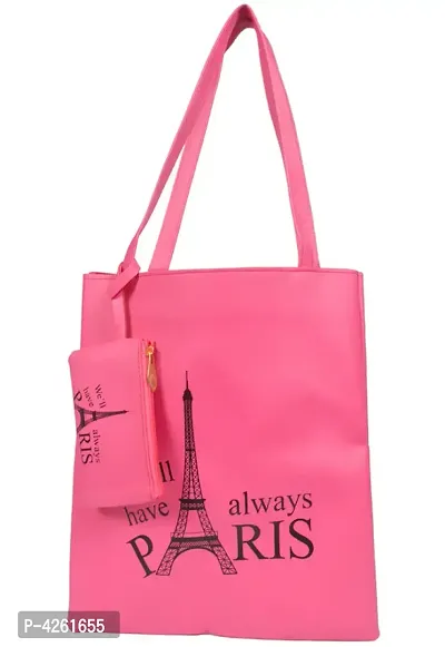 Premium PU Leather Paris Printed Combo Bag For women