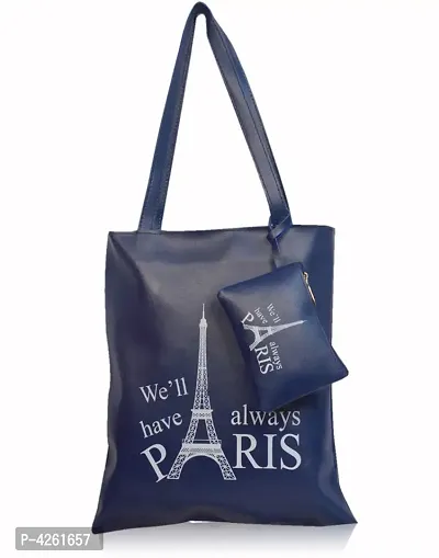Premium PU Leather Paris Printed Combo Bag For women-thumb0