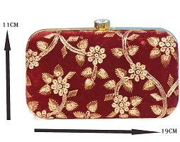 Trendy Velvet Party Wear Bridal Box Clutch With Metal Sling Chain-thumb2