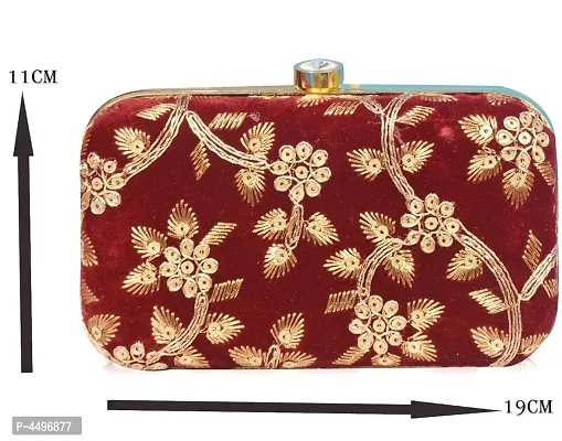 Trendy Velvet Party Wear Bridal Box Clutch With Metal Sling Chain-thumb3